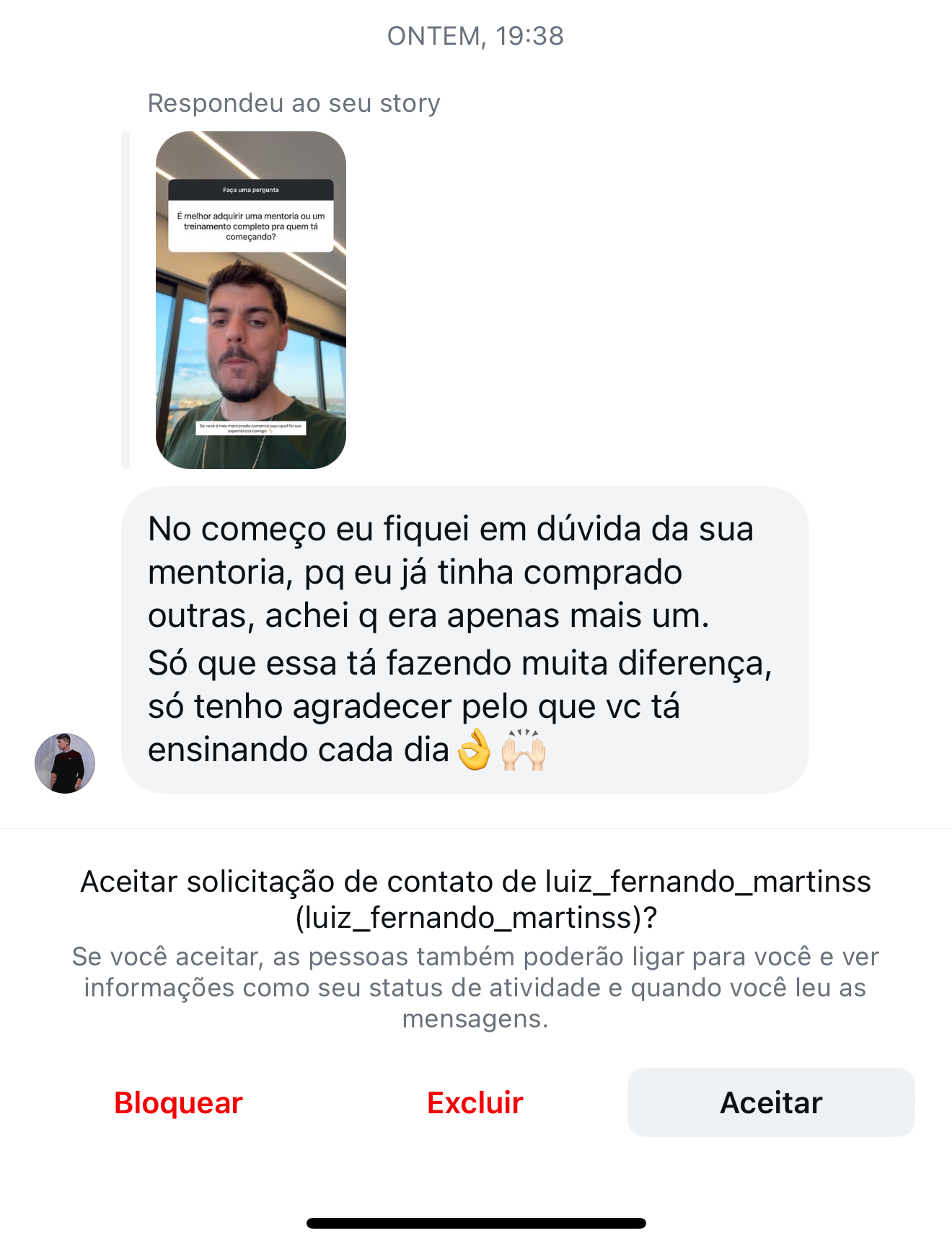 Print de depoimento de aluno da Fórmula de Vendas Online 2